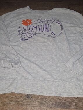 Clemson Gray Crewneck Sweatshirt with Orange Paw Graphic